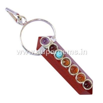 Picture of red jesper 7 chakra bridge pendant