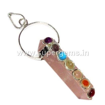 Picture of rose quartz 7 chakra bridge pendant