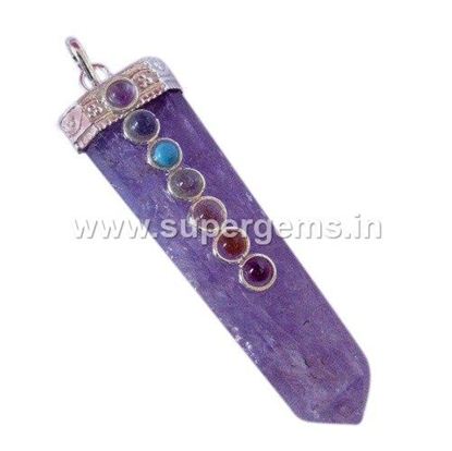 Picture of amethyst 7 chakra flat pencil pendant