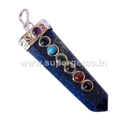 Picture of lapis lazuli 7 chakra flat pencil pendants