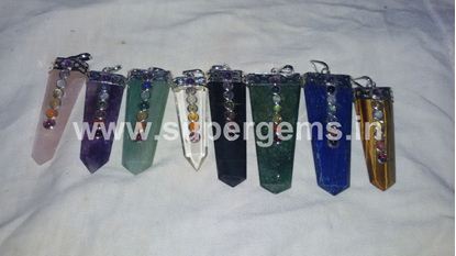 Picture of 7 chakra flat pencil pendants
