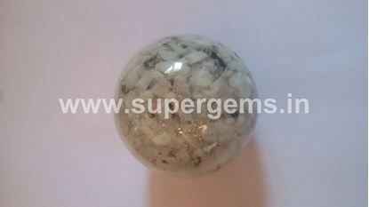 Picture of white rainbow orgone sphere