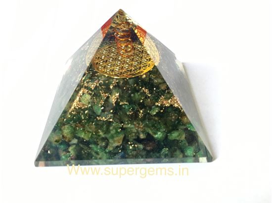 Picture of green aventurine flower of life orgone pyramid