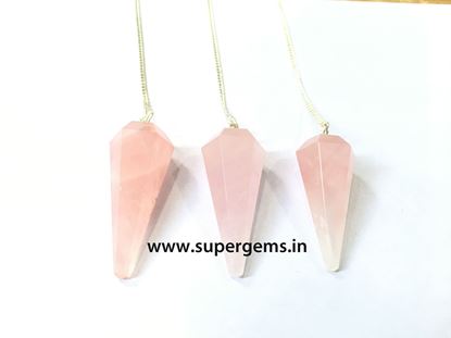 Picture of rose quartz pendulums