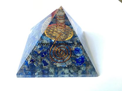 Picture of lapis lazuli flower of life orgone pyramid