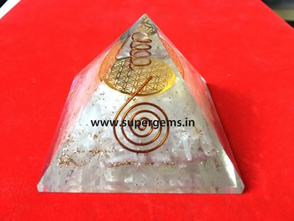 Picture of selenite flower of life orgone pyramid