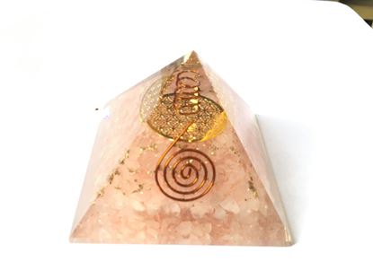 Picture of rose quartz flower of life orgone pyramid