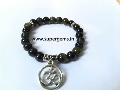 Picture of gold obsidian om charm bracelet