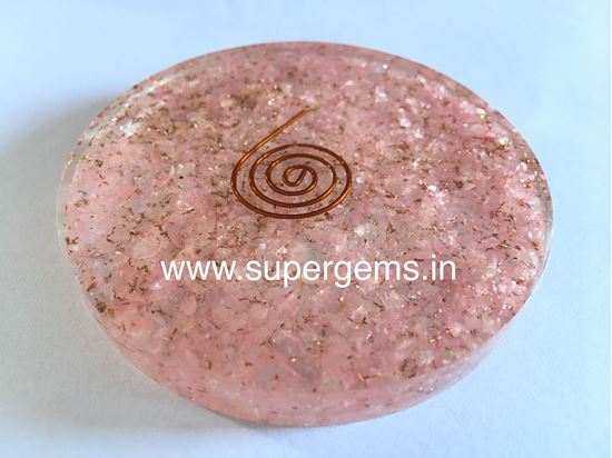 Picture of Rose quartz orgonite coaster 