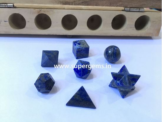 Picture of 7 piece lapis lazuli geomatry set