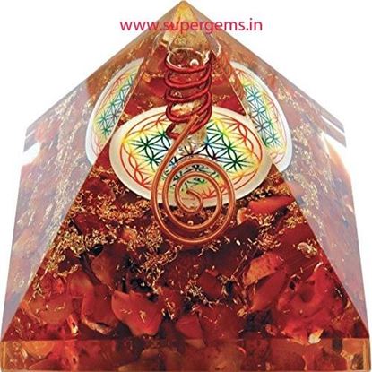 Picture of CARNELIAN FLOWER OF LIFE ORGONE PYRAMID