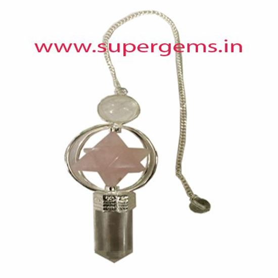Picture of rose quartz merkaba  3 piece pendulum