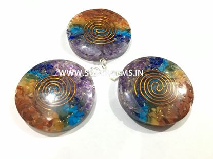 Picture of CHAKRA ROUND SHAPE DOUBLE END COPPER COIL ORGONITE PENDANTS
