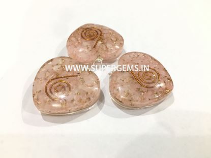 Picture of rose quartz heart shape orgone pendant