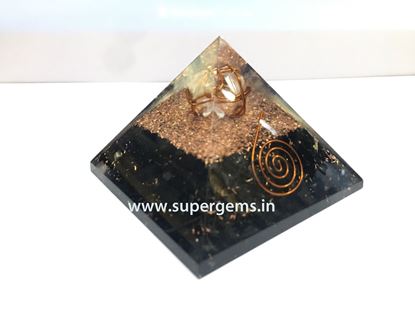 Picture of black tourmaline quartz merkaba point orgone pyramid