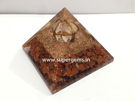 Picture of red jesper quartz merkaba point orgone pyramid