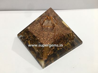 Picture of tiger eye quartz merkaba point orgone pyramid