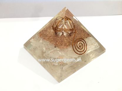 Picture of selenite quartz merkaba point orgone pyramid