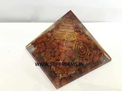 Picture of red jesper flower of life orgone pyramid