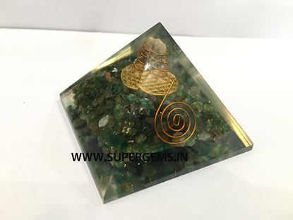 Picture of green aventurine flower of life orgonite pyramid