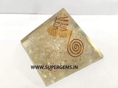 Picture of clear quartz flower of life orgonite pyramid